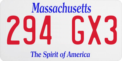 MA license plate 294GX3