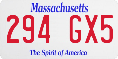MA license plate 294GX5