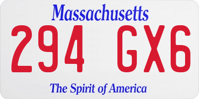 MA license plate 294GX6