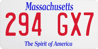 MA license plate 294GX7