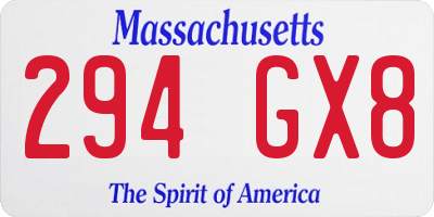 MA license plate 294GX8
