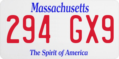 MA license plate 294GX9