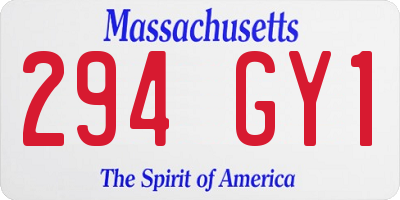 MA license plate 294GY1