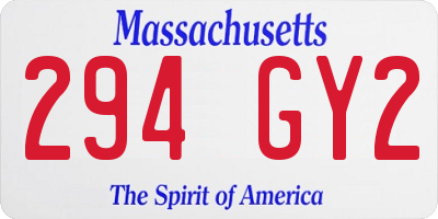 MA license plate 294GY2