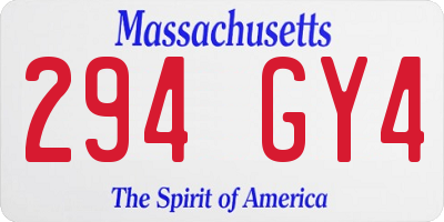 MA license plate 294GY4