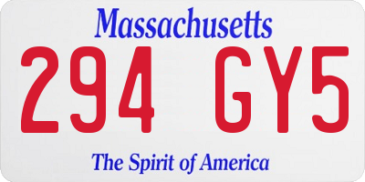 MA license plate 294GY5