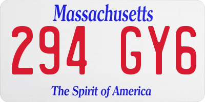 MA license plate 294GY6