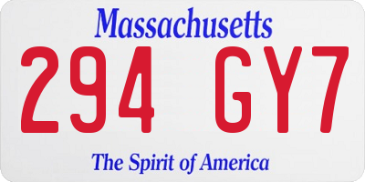 MA license plate 294GY7
