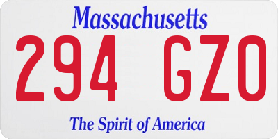 MA license plate 294GZ0