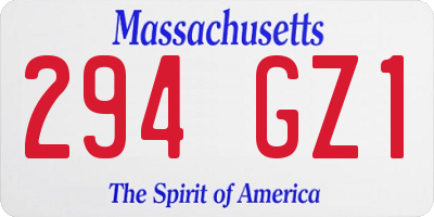 MA license plate 294GZ1