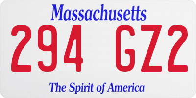 MA license plate 294GZ2