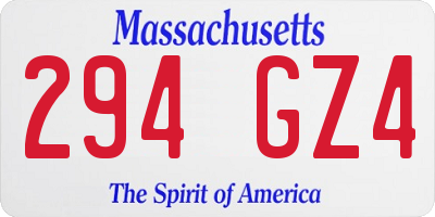 MA license plate 294GZ4