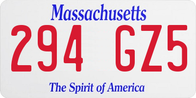 MA license plate 294GZ5