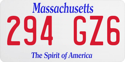 MA license plate 294GZ6
