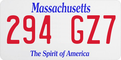 MA license plate 294GZ7