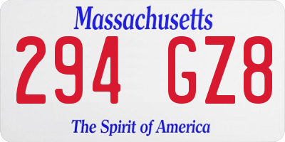 MA license plate 294GZ8