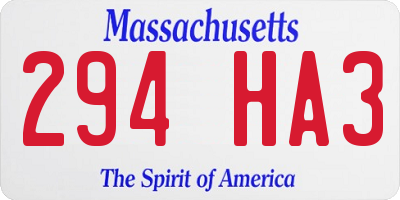 MA license plate 294HA3
