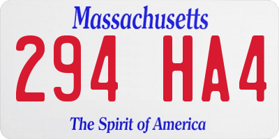 MA license plate 294HA4