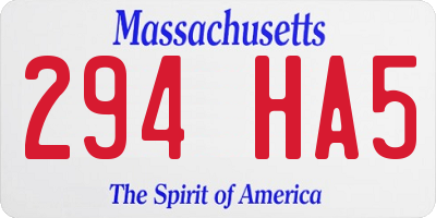 MA license plate 294HA5