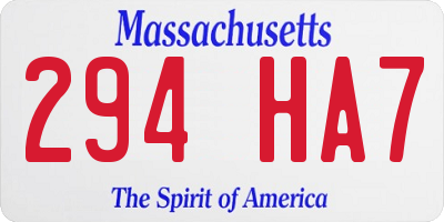 MA license plate 294HA7