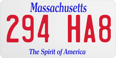 MA license plate 294HA8