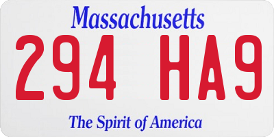 MA license plate 294HA9