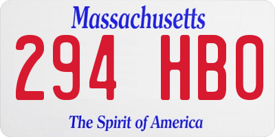 MA license plate 294HB0