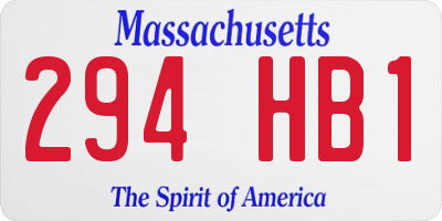 MA license plate 294HB1
