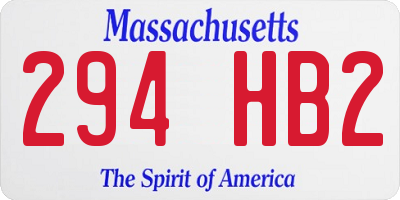 MA license plate 294HB2