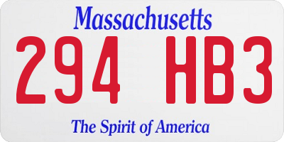 MA license plate 294HB3