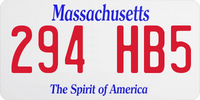 MA license plate 294HB5