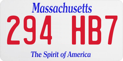 MA license plate 294HB7