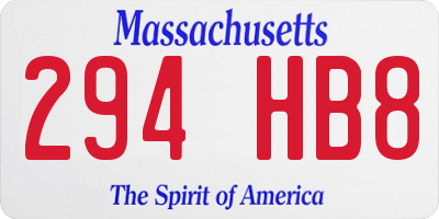 MA license plate 294HB8