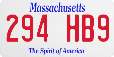 MA license plate 294HB9