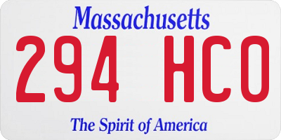 MA license plate 294HC0