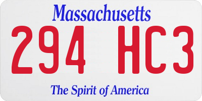 MA license plate 294HC3