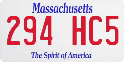 MA license plate 294HC5