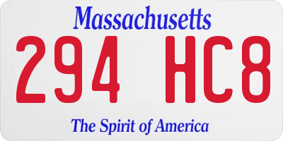 MA license plate 294HC8