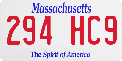 MA license plate 294HC9