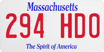 MA license plate 294HD0