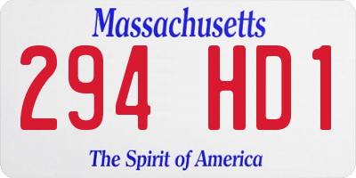 MA license plate 294HD1