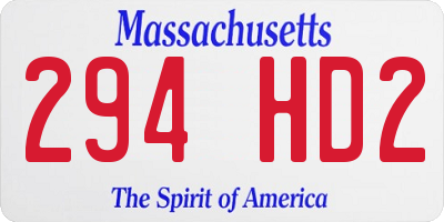 MA license plate 294HD2