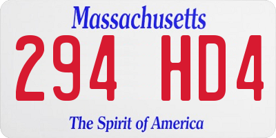 MA license plate 294HD4