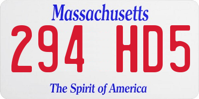 MA license plate 294HD5