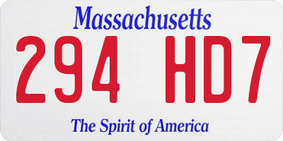 MA license plate 294HD7