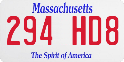 MA license plate 294HD8
