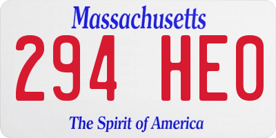 MA license plate 294HE0