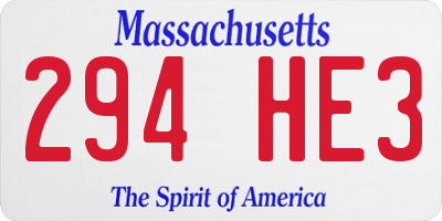 MA license plate 294HE3