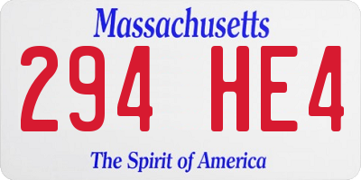 MA license plate 294HE4