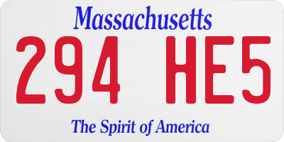 MA license plate 294HE5